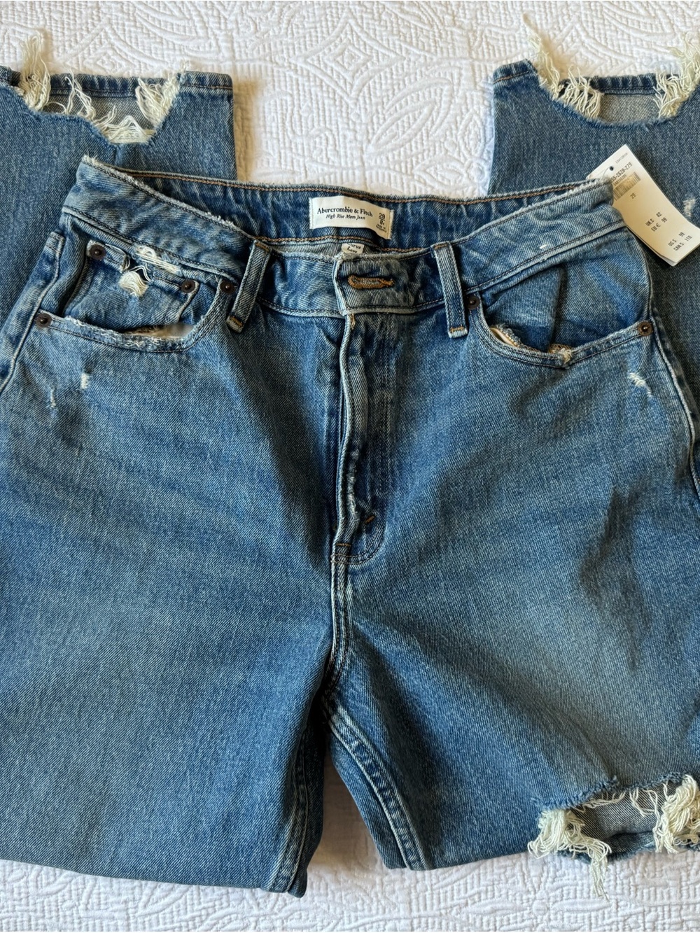 Abercrombie & Fitch Distressed Blue Mom Jeans